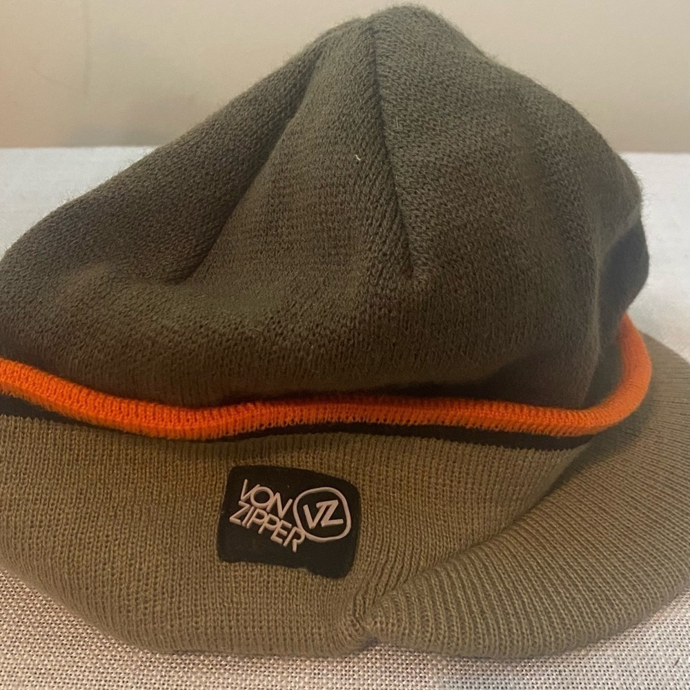 Vonzipper mens cap khaki and orange and moss green all acrylic